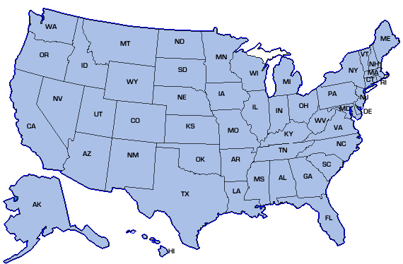 United States Map Blue